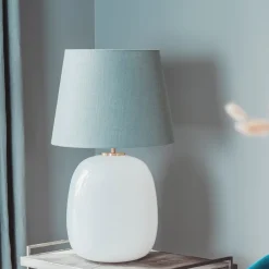 Austra Bordlampe Hvit 40*30*38 Blågrønn skjerm