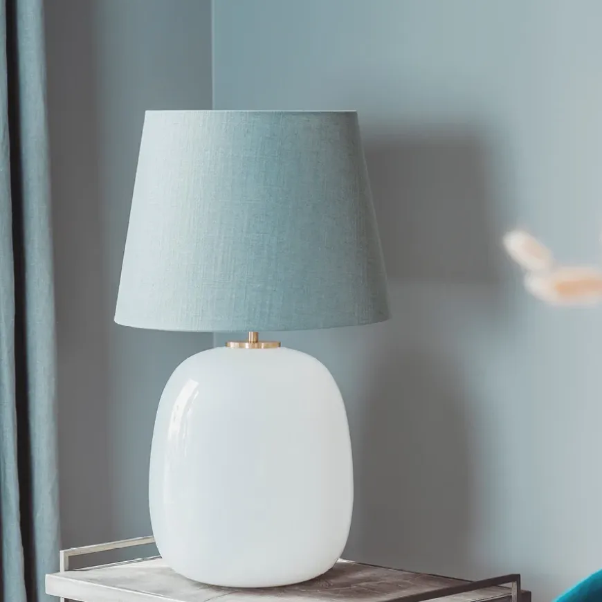 Austra Bordlampe Hvit 35*30 Blågrønn skjerm