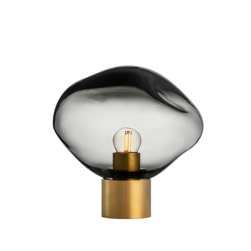 CRYSTAL STONE BORDLAMPE LYS RØKGRÅ