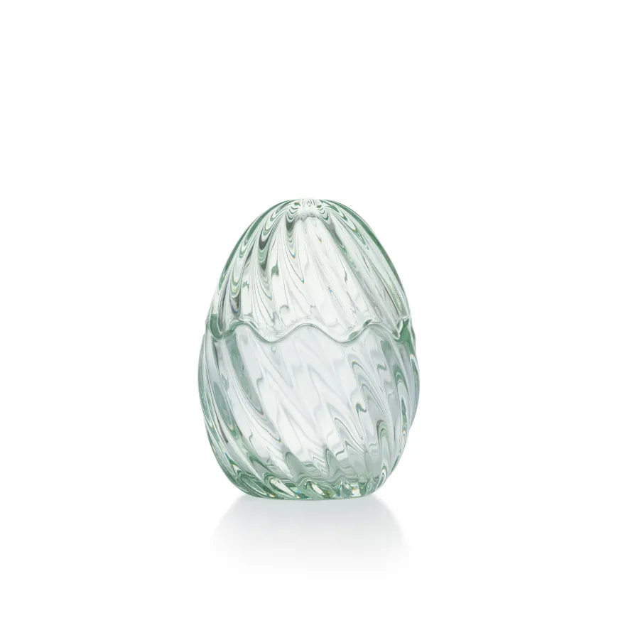 GLASSEGG MED LOKK OPTIK 12CM GRØNN