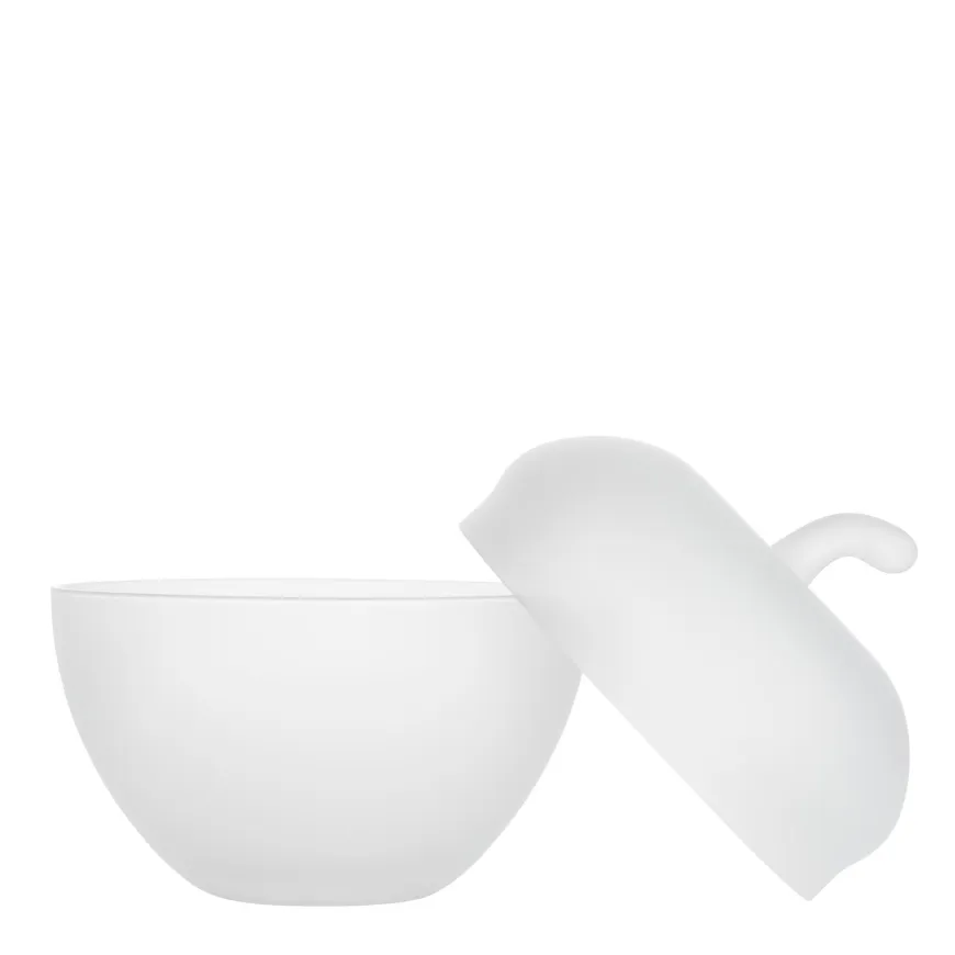 GLASSEPLE M/LOKK HVIT FROSTET 13,5 X 12,3 CM