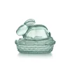 GLASSKANIN MED LOKK GRØNN KLAR 11 CM