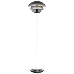 GULVLAMPE 4006 RØKGRÅ MED SORT METALLFOT
