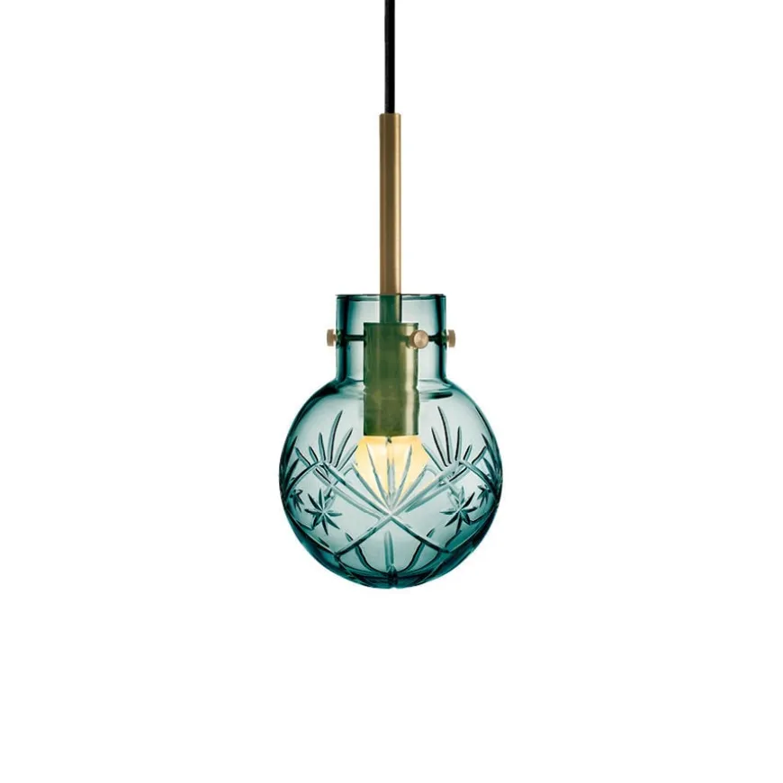 KRYSTALLKULE TAKLAMPE FINN BLÅGRØNN 120MM