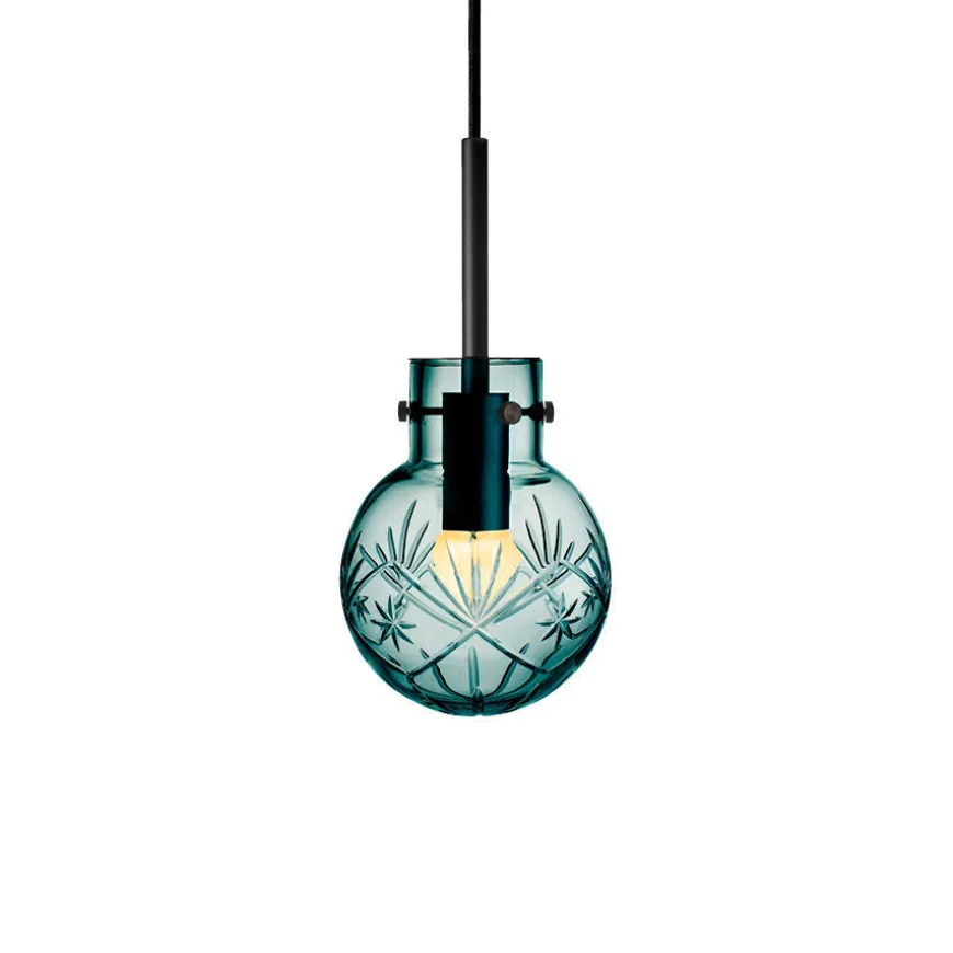 KRYSTALLKULE TAKLAMPE FINN BLÅGRØNN 120MM