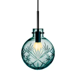 KRYSTALLKULE TAKLAMPE FINN BLÅGRØNN 200MM