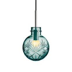 KRYSTALLKULE TAKLAMPE FINN BLÅGRØNN 160MM