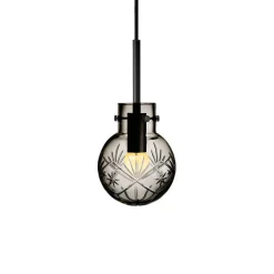 KRYSTALLKULE TAKLAMPE FINN RØKGRÅ 120MM