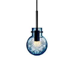 KRYSTALLKULE TAKLAMPE FINN STÅLBLÅ 120MM