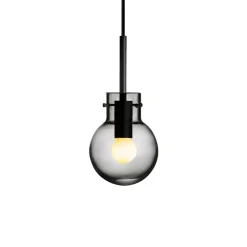 KRYSTALLKULE TAKLAMPE GLATT RØKGRÅ 120MM