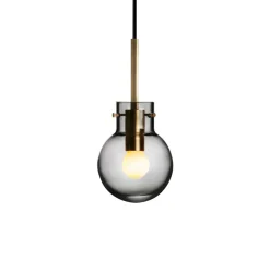 KRYSTALLKULE TAKLAMPE GLATT RØKGRÅ 120MM