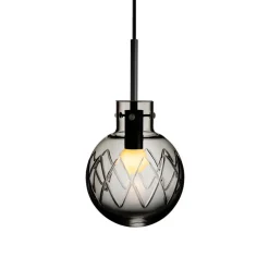 KRYSTALLKULE TAKLAMPE KRYSS RØKGRÅ 160MM