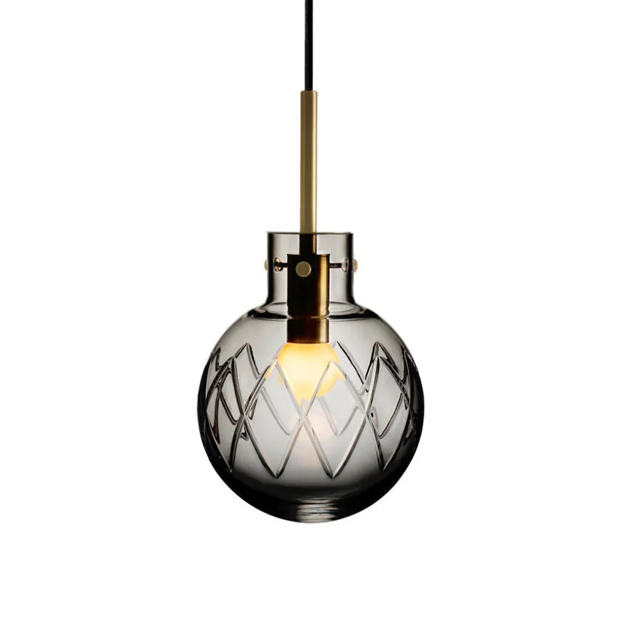 KRYSTALLKULE TAKLAMPE KRYSS RØKGRÅ 160MM
