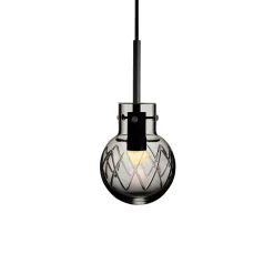 KRYSTALLKULE TAKLAMPE KRYSS RØKGRÅ 120MM