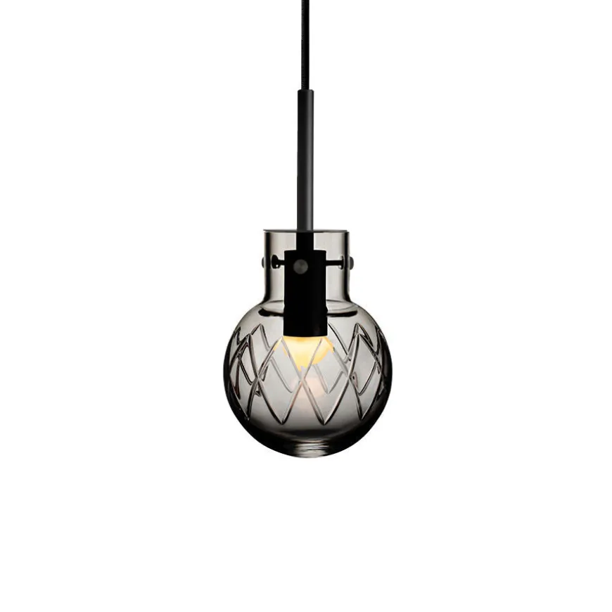 KRYSTALLKULE TAKLAMPE KRYSS RØKGRÅ 120MM