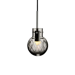 KRYSTALLKULE TAKLAMPE KRYSS RØKGRÅ 120MM