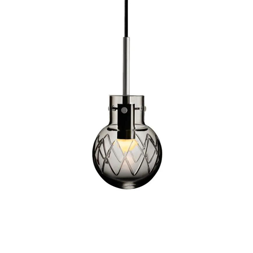 KRYSTALLKULE TAKLAMPE KRYSS RØKGRÅ 120MM