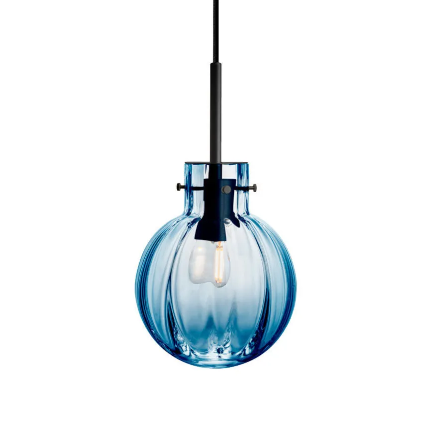KRYSTALLKULE TAKLAMPE OPTIKK STÅLBLÅ 160MM