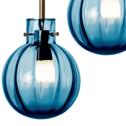 KRYSTALLKULE TAKLAMPE OPTIKK STÅLBLÅ 160MM