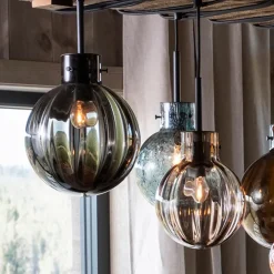 KRYSTALLKULE TAKLAMPE OPTIKK STÅLBLÅ 120MM