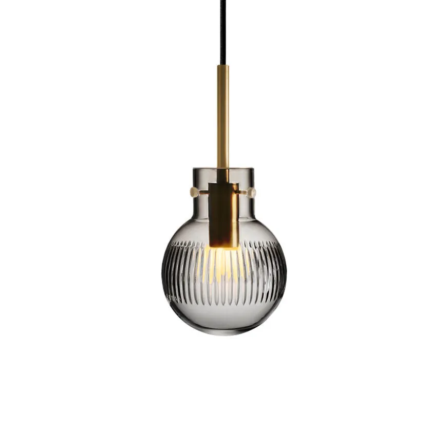 KRYSTALLKULE TAKLAMPE SKJÆR RØKGRÅ 120MM