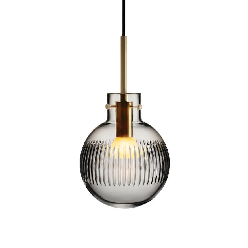 KRYSTALLKULE TAKLAMPE SKJÆR RØKGRÅ 160MM