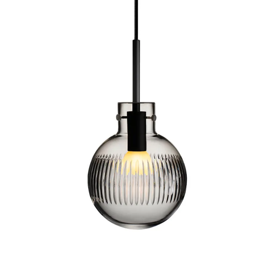 KRYSTALLKULE TAKLAMPE SKJÆR RØKGRÅ 160MM