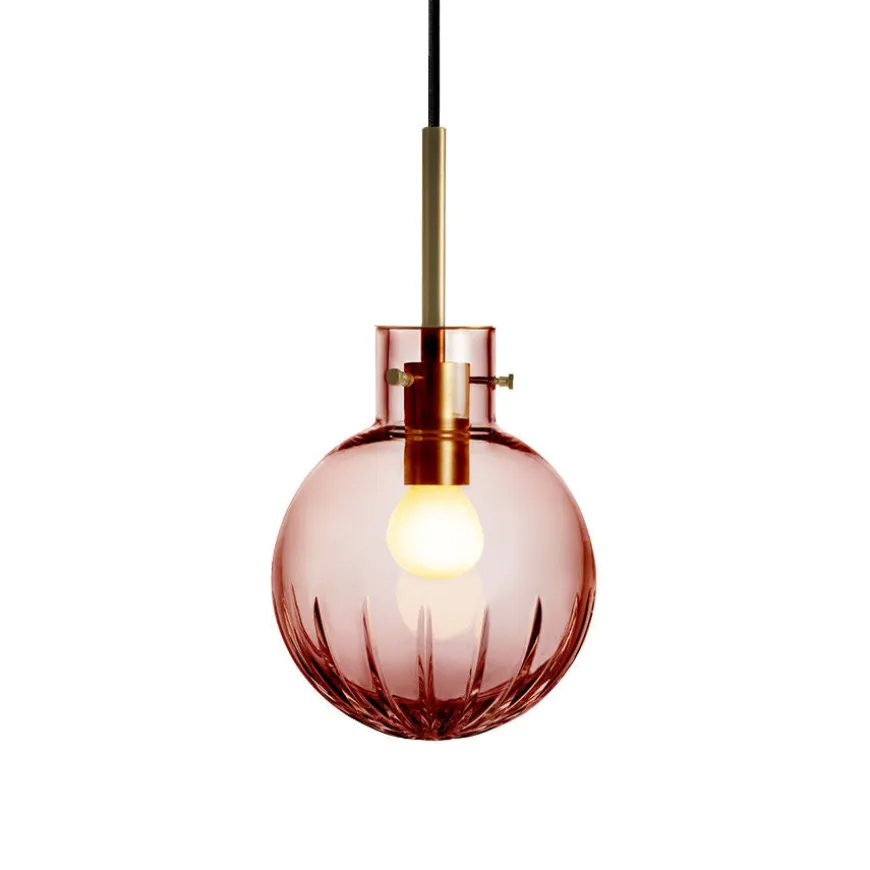 KRYSTALLKULE TAKLAMPE STOR STJERNE MORGENRØD 160MM