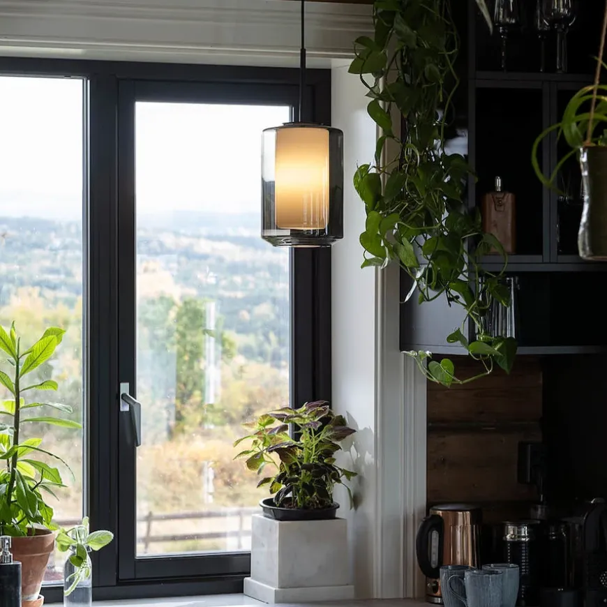 Taklampe 4245 Røkgrå og hvit